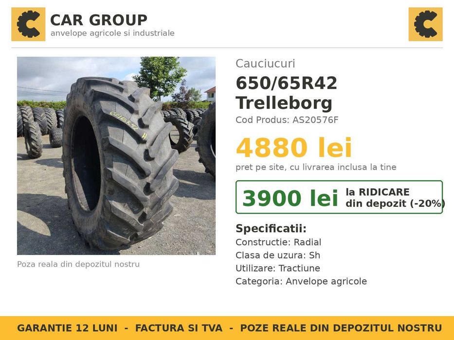 Cauciucuri 650/65R42 Trelleborg Anvelope Combina SH GARANTIE Factura
