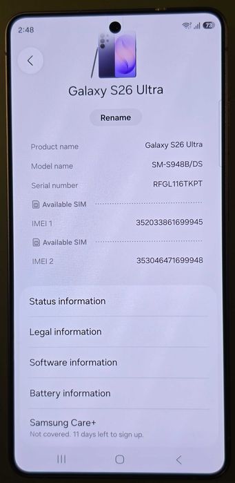 Telefon Samsung Galaxy S26 Ultra 512 GB Violet