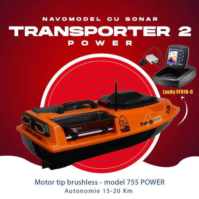 Barcuta plantat cu sonar Lucky FF918C - Transporter 2 Power