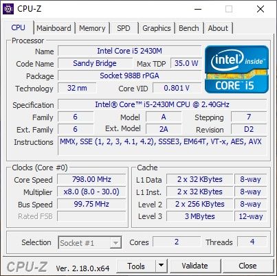 Процесор Intel i5 2430M