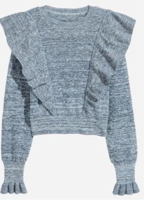 Bluza h&m bumbac bleu-gri 85% xs merge la S/M