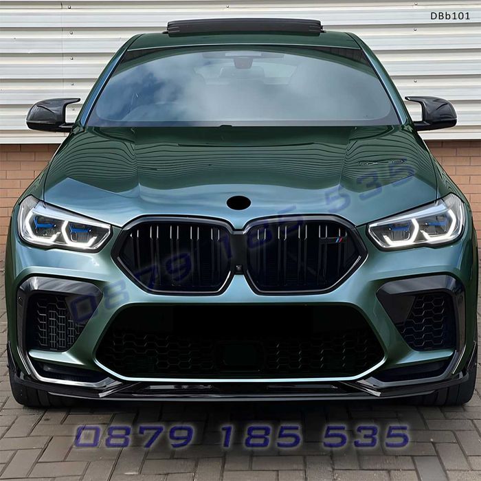 Преден тунинг сплитер BMW X6M F96 Pre-Facelift 2020-2023 черен гланц DBb101 спойлер предна броня бмв х6м