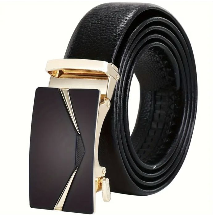 Мъжки официални колани с автоматична катарама/Естествена гланцова кожа