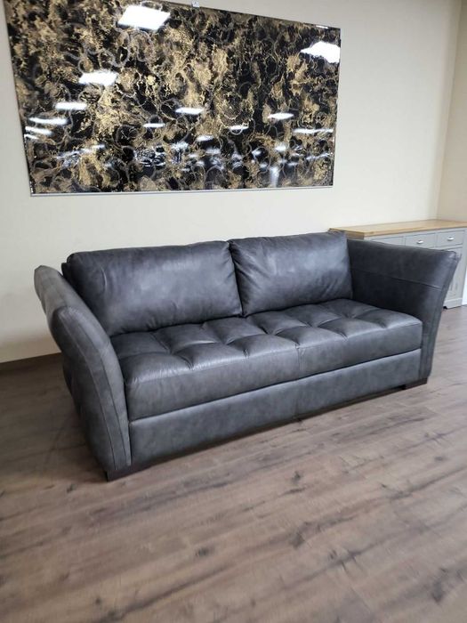 Тъмно сив кожен диван тройка "SARDINIA"