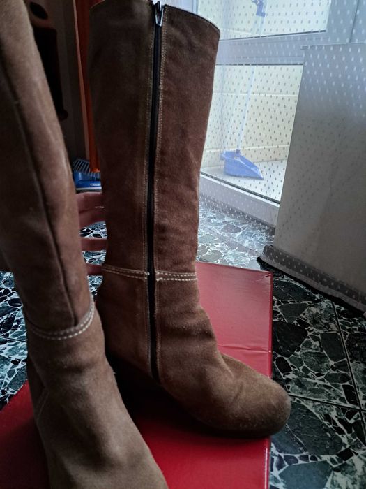 Луксозни ботуши Vera Pelle Italy естествен велур