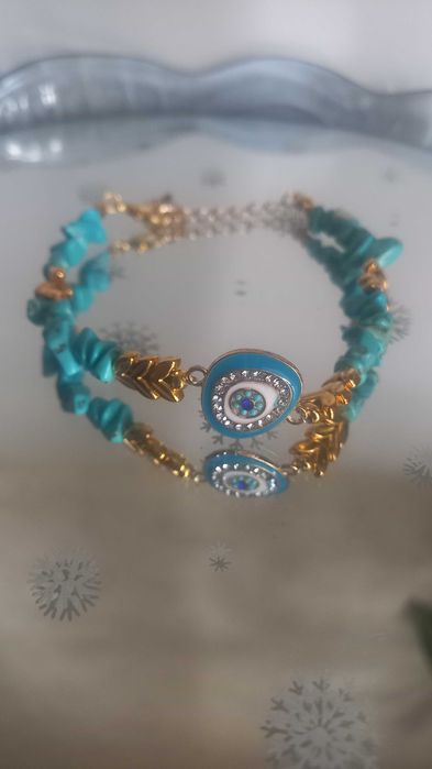 Bratara din Turcoaze albastre, lucrata manual