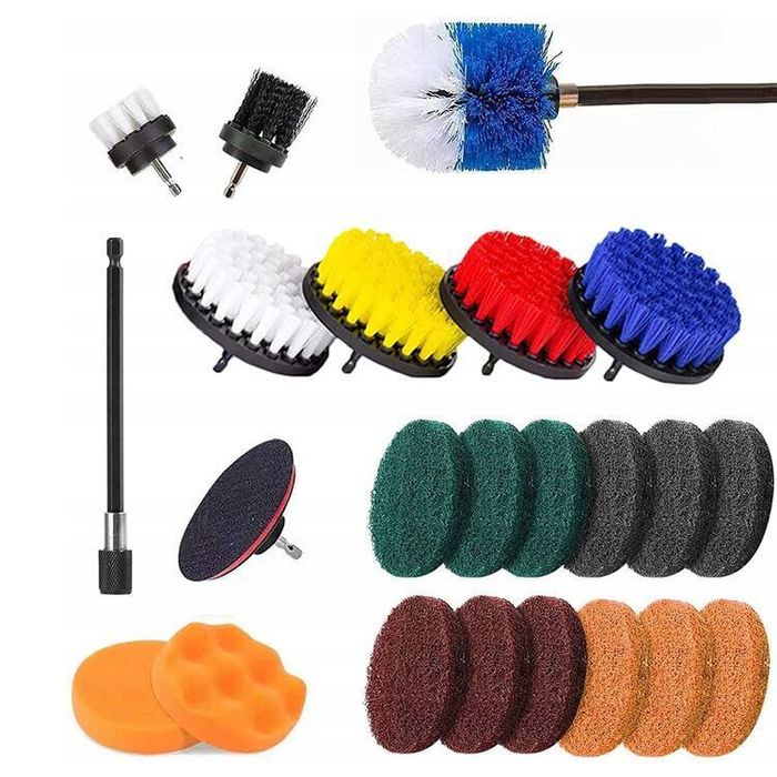 Set perii de curatare si discuri de lustruit pentru bormasina, 1/4" 23