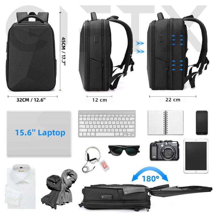 Rucsac laptop 15.6, extensibil, GIFTX Ninja MAX Black