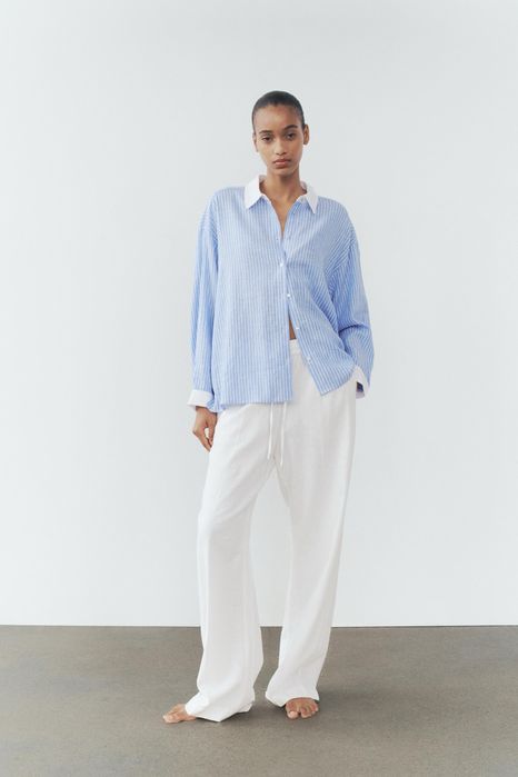 Рубашка Zara из льна, б/у, р. М