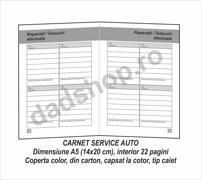 Cartea Service - Carnet Service Auto