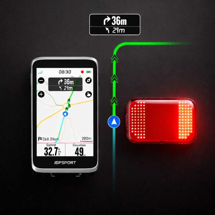 Задна SMART EMOJI LED стоп светлина за велосипед IGPSPORT ET6, USB-C, IPX7, Bluetooth