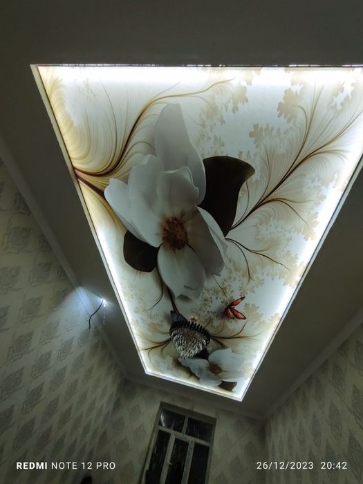 Натяжные потолки и фотообои