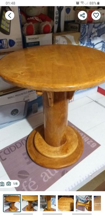 Masuta Rotunda Din Lemn Natural  Model Rustic