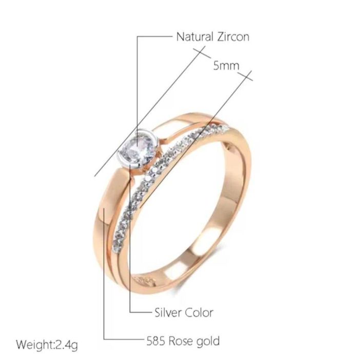 GR108,inel placat aur 14k,nou/marcat, logodna, zirconii albe, deosebit