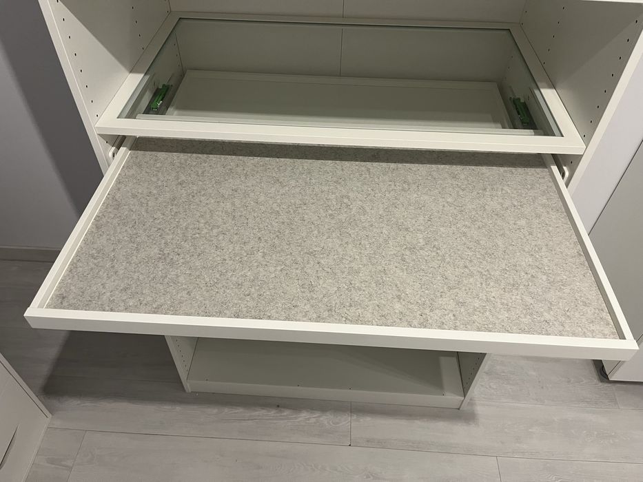 Dulap IKEA PAX alb 100 cm + KOMPLEMENT sertar sticlă și tăvi extensibile