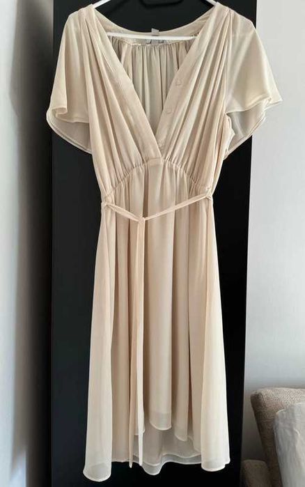 Rochie de șifon, H&M, bej-deschis, marime XS