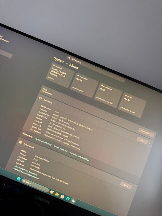 Calculator PC gaming legion 3060+ 360hz