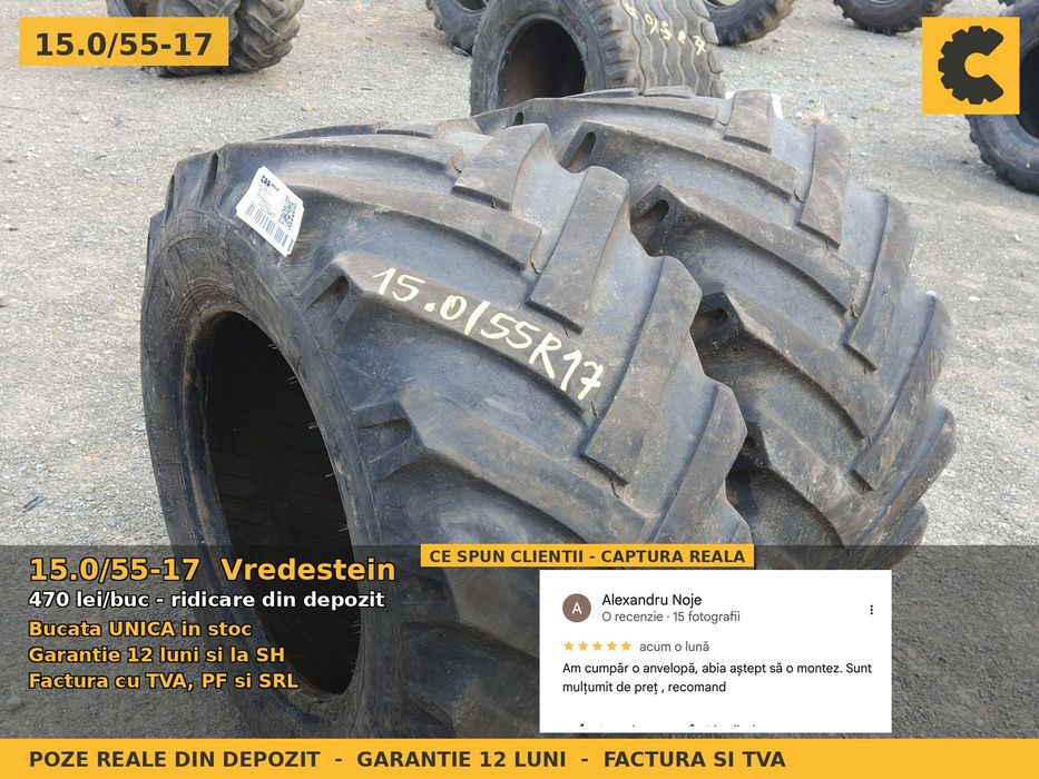 Cauciucuri Anvelope 15.0/55-17 15.0/55 17 1505517 Vredestein Remorca si Implement Utilaje Agricole SH Second Hand FACTURA TVA Garantie 1 An Stoc Real