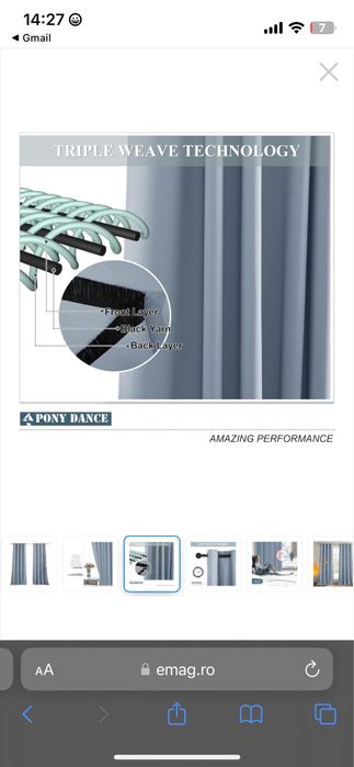Draperii cu Inele Metalice PONY DANCE Opace Blackout cu protectie termica, 140 x 245 cm