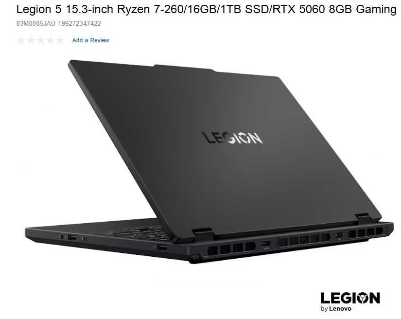 LEGION 5 15.3" WUXGA, RYZEN 7 260, 16GB, 512GB SSD, RTX 5060, RGB