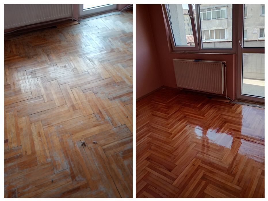 Raschetare  reconditionare chituire slefuire Lacuire parchet lemn masiv/ Fara praf