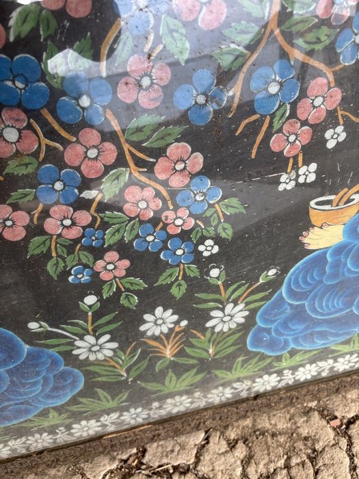 Tablou mare cusut manual dimensiuni 187/83 cm , cu rama si geam