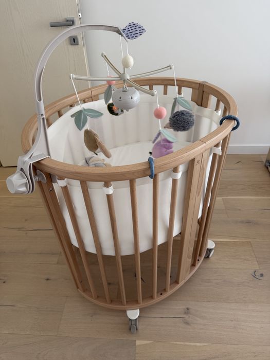 Легло Stokke sleep мини цвят Natural с матрак, обиколник