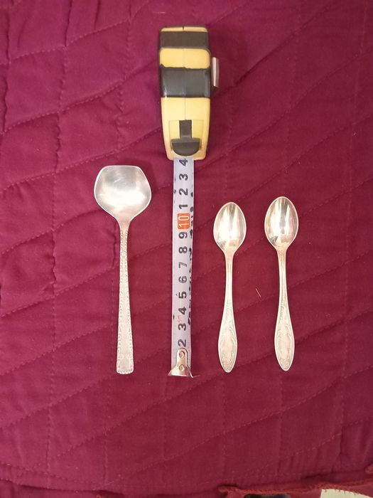 Мельхиоровые ложки, вилки и лопатк для торта СССР.