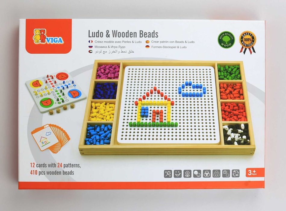 Чисто нова  "Дървена мозайка и Не се сърди човече" от Viga toys.