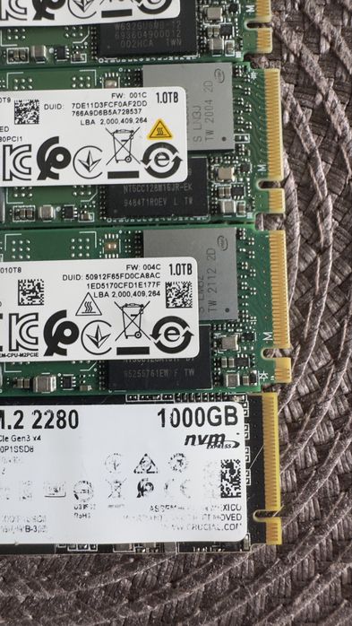 SSD Intel 1TB 512GB NVMe m2.2280