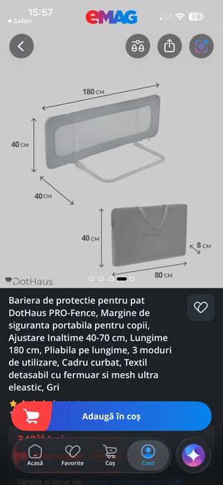 Bariera de protectie laterala pat