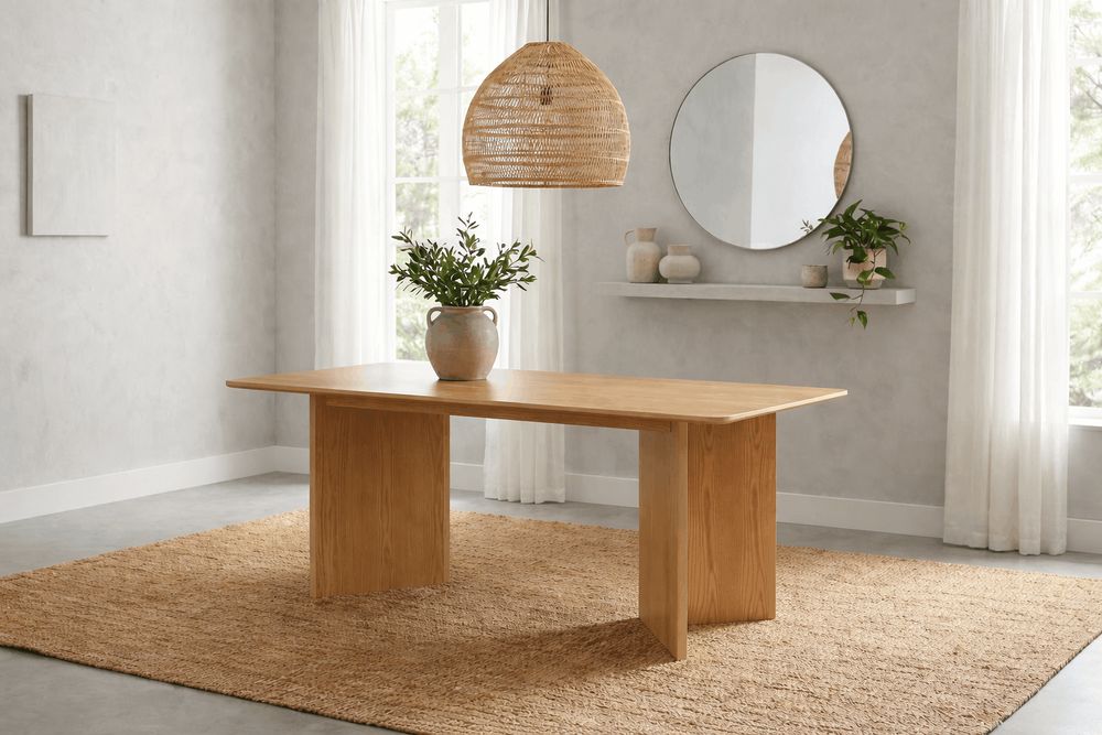 Masa MDF Charlotte, furnir frasin, 180 cm
