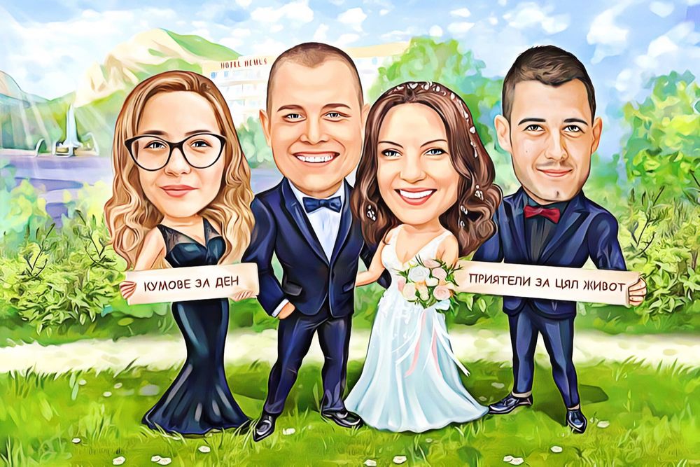 Карикатура от Ваша снимка + рамка ТОП ЦЕНА