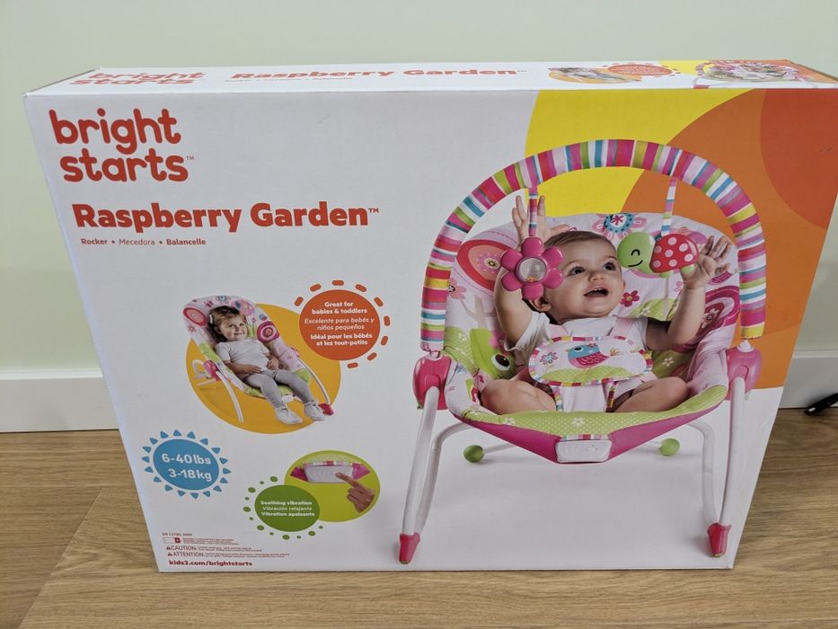 Нова вибрираща люлка/шезлонг (Bright starts raspberry garden