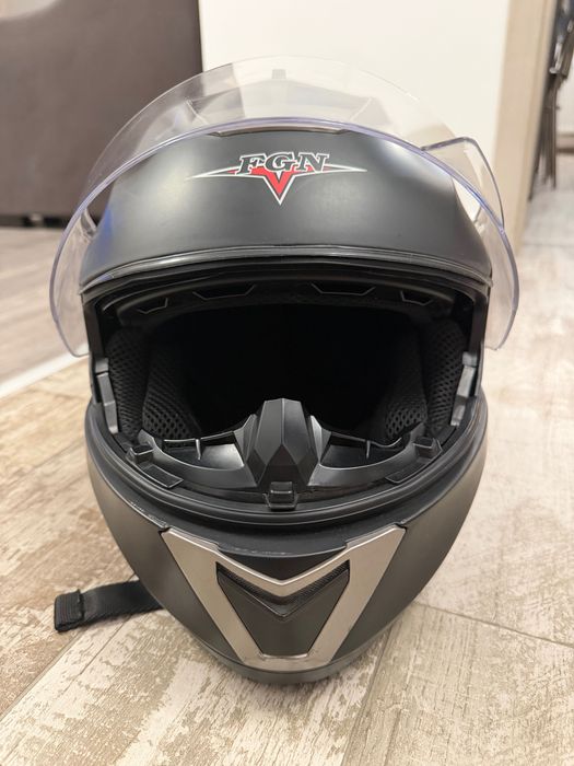 Set echipament moto: Cască rabatabilă FGN + Mănusi piele Furygan + Cagulă + Guler fular