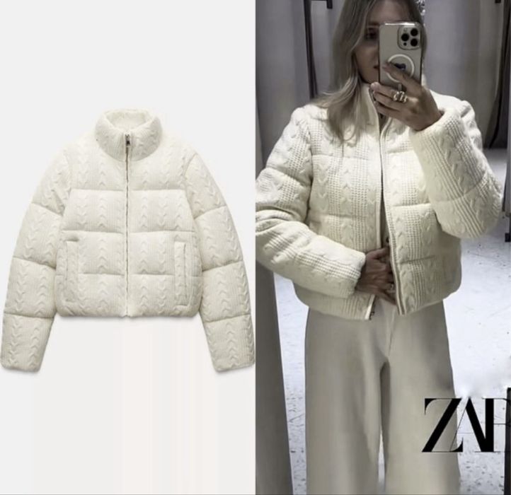 Куртка Zara новая зимняя бежевая белая куртка женская зара