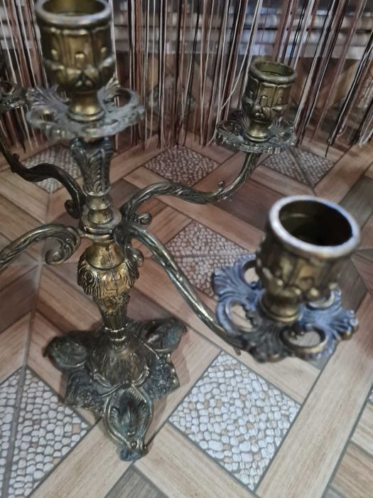 Sfesnic bronz suport lumanari 5 brate rotative