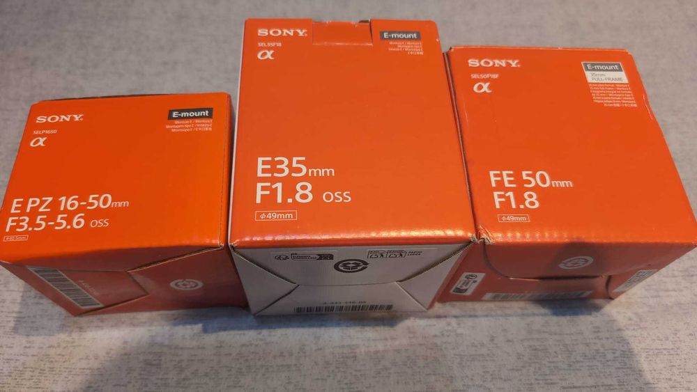 Obiective Foto SONY FE 50mm F1.8,  16-50mm f/3.5-5.6 si PZ 35mm F1.8