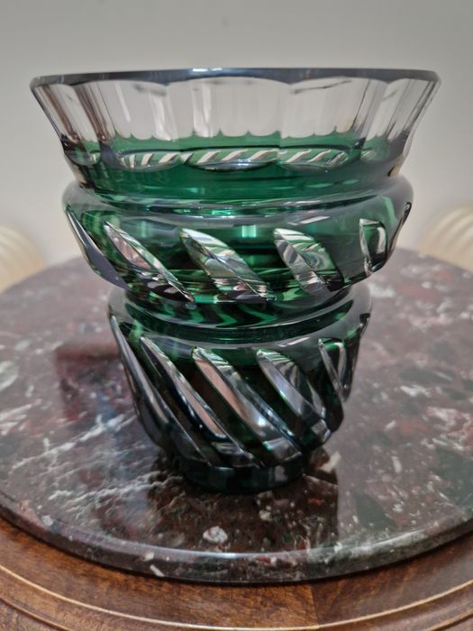 Страхотна антикварна белгийска кристална ваза Val Saint Lambert