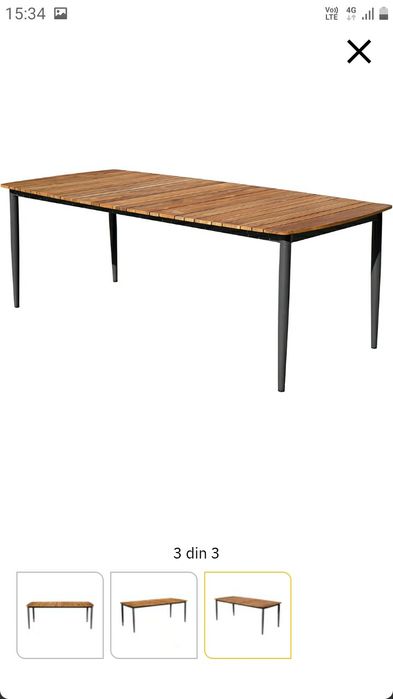 Vand Masa Gradina/ Terasă 214×100×73  Din Aluminiu Cu Lemn Este nouă la cutie Am și Scaune +Pernă 150 lei buc  in Iasi