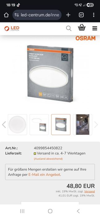 Aplica plafoniera led ledvance osram 22w 2720 lm diametru 400 mm