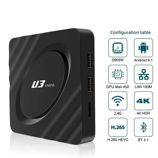 U3 Mini Android tv box 2/16GB
Asosiy texnik ko'rsatkichlari:
Protsesso