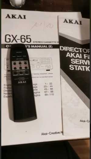 Кассетная дека AKAI GX-65 (Japan) с пультом+кабель+3 кассеты