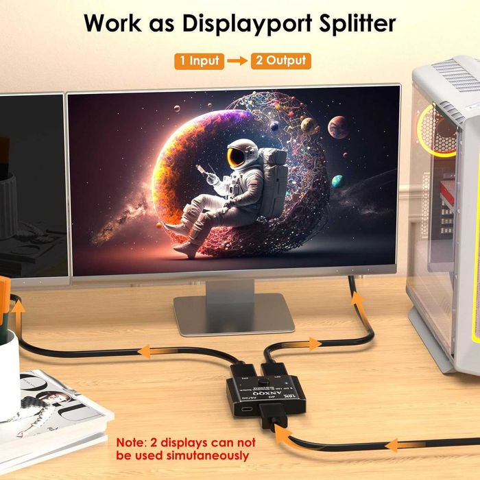 Switch Displayport 16K Splitter 2in 1Out Splitter Bidirecțional 8K-4k