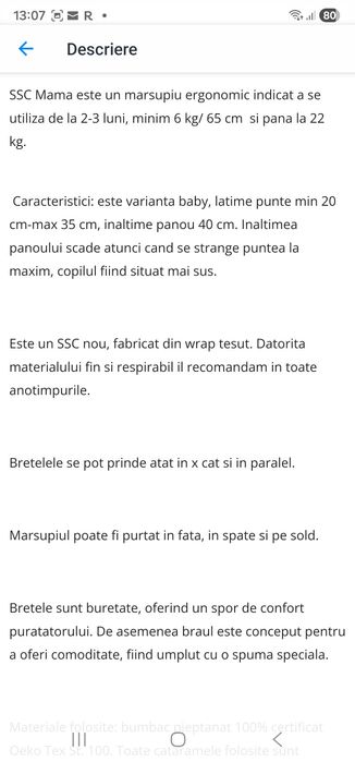 Marsupiu ergonomic Ssc mama varianta baby