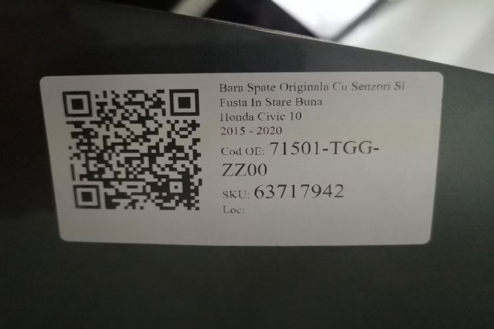 Bara Spate Originala Cu Senzori Si Fusta In Stare Buna Honda Civic 10
