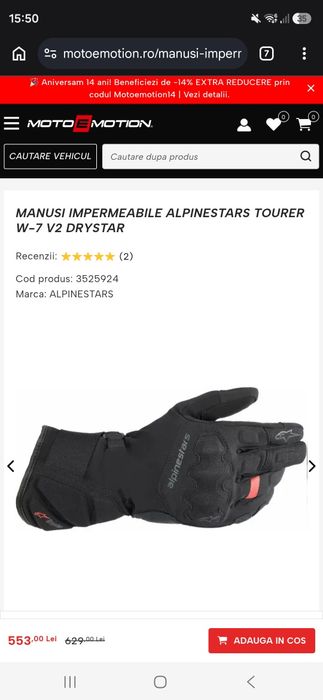 Manuși moto termice si impermeabile Alpinestars tourer W-7 , XL