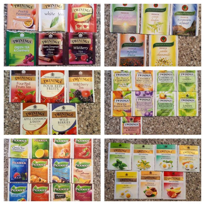 Пакетчета от чай Twinings, Pickwick и Биопрограма (за колекционери)