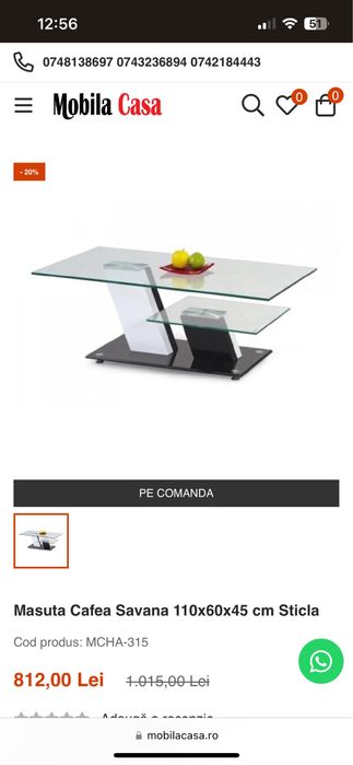 Masuta living din sticla