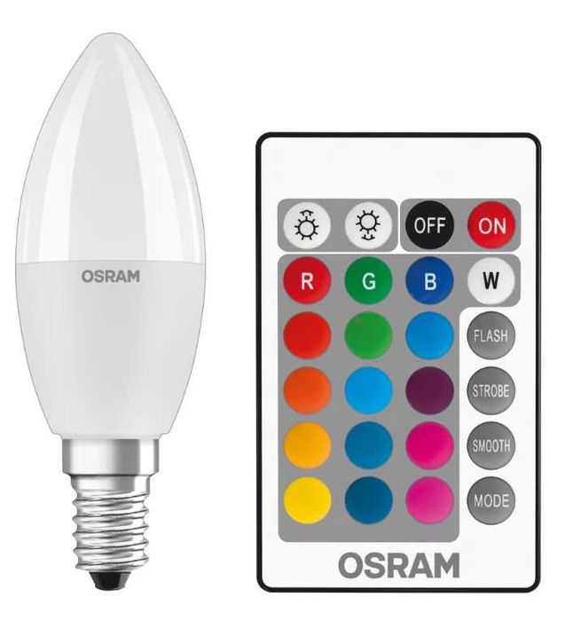 5 becuri LED OSRAM cu telecomanda E14 RGBW 4.9W 490lm